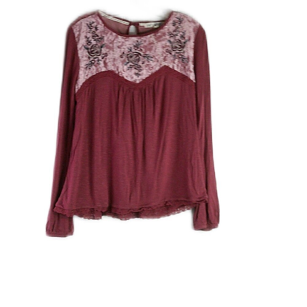 Jolt - Long Sleeve Terra Cotta Boho Top - Size Medium
